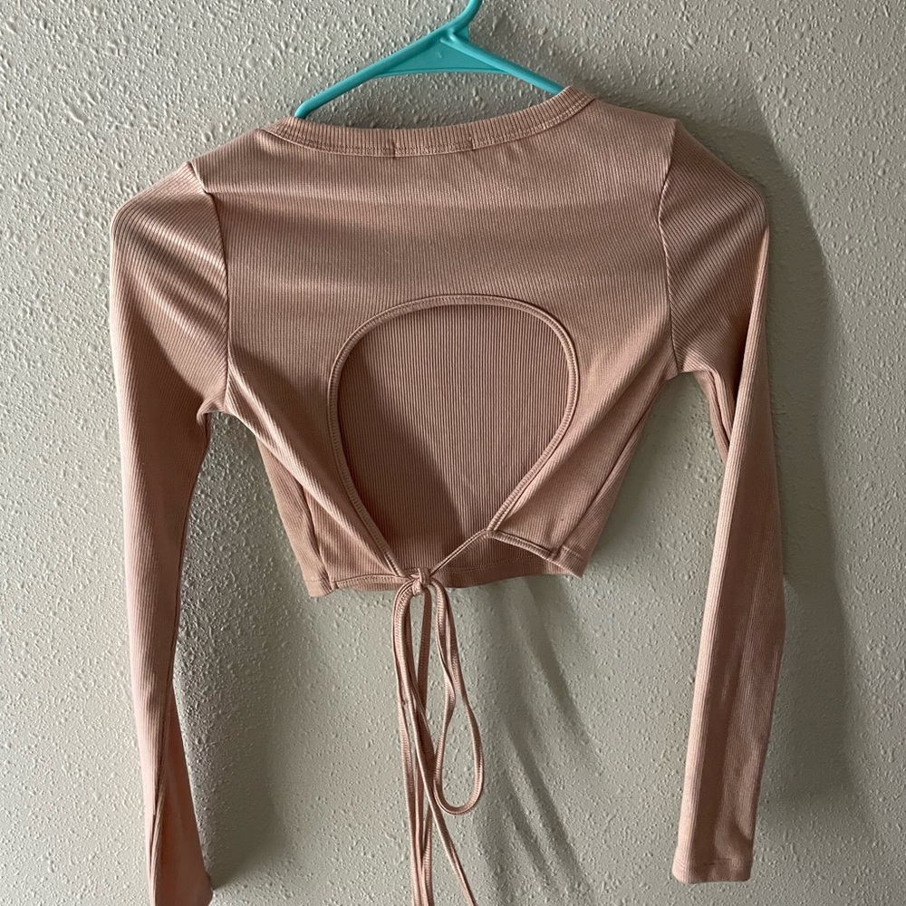 pink crop top with tie